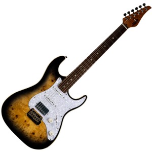 Jet Guitars JS-450 QTBR Roasted Maple / Rosewood HSS - Transparent Brown